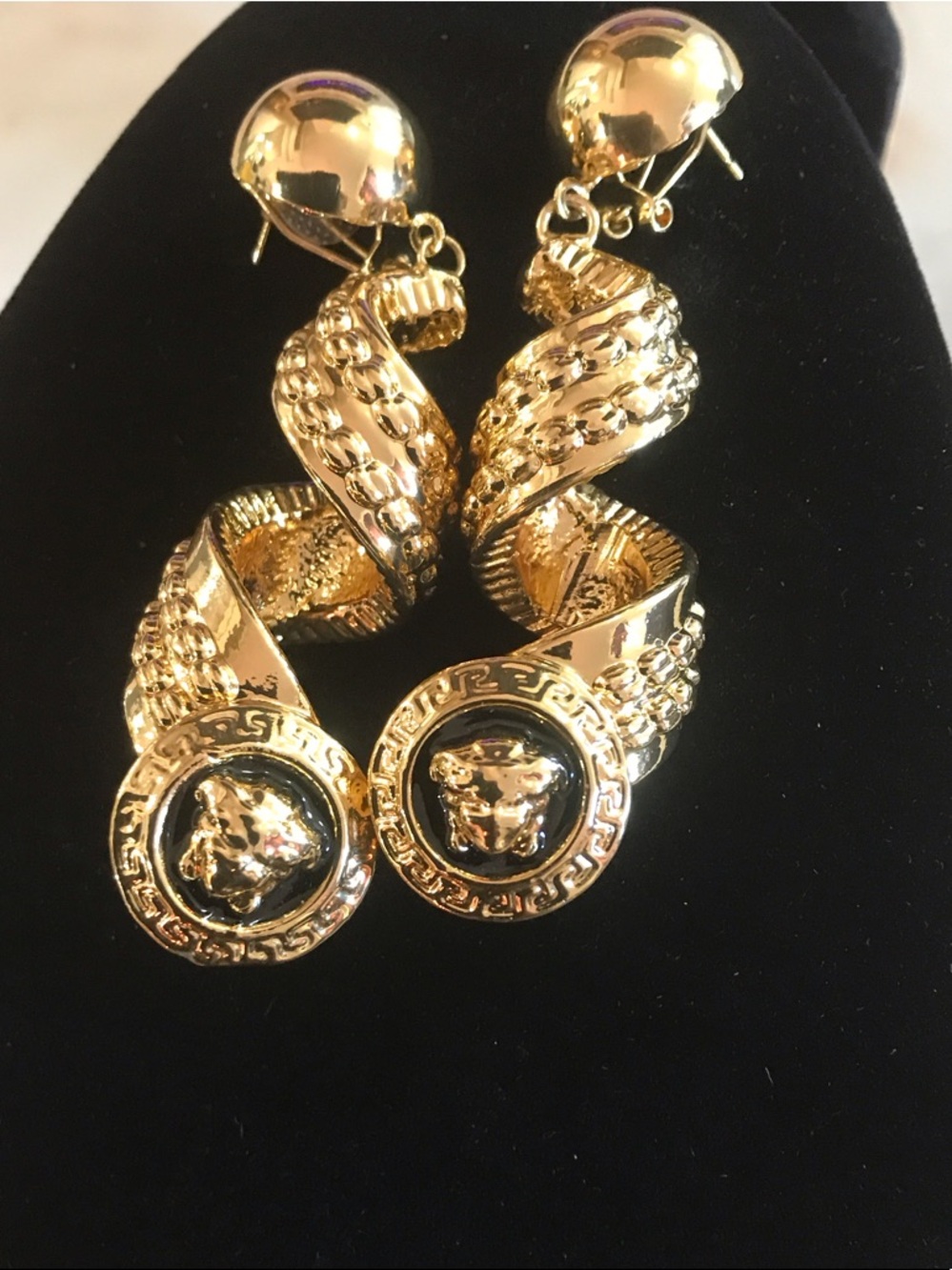Gold Medallion Twist Drop Earrings - Women Jewelry